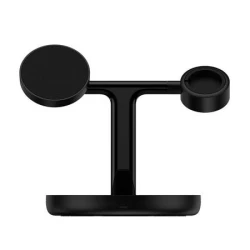 Безжична 3в1 Стойка/поставка за телефон, часовник и слушалки BASEUS 20W Swan - (P10221302113-Z1) + Адаптер