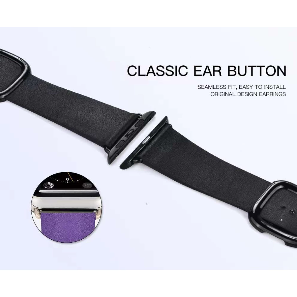 Кожена каишка за смарт часовник Apple iWatch Series 9 45мм - Nobleman Leather Magnetic buckle Strap W5