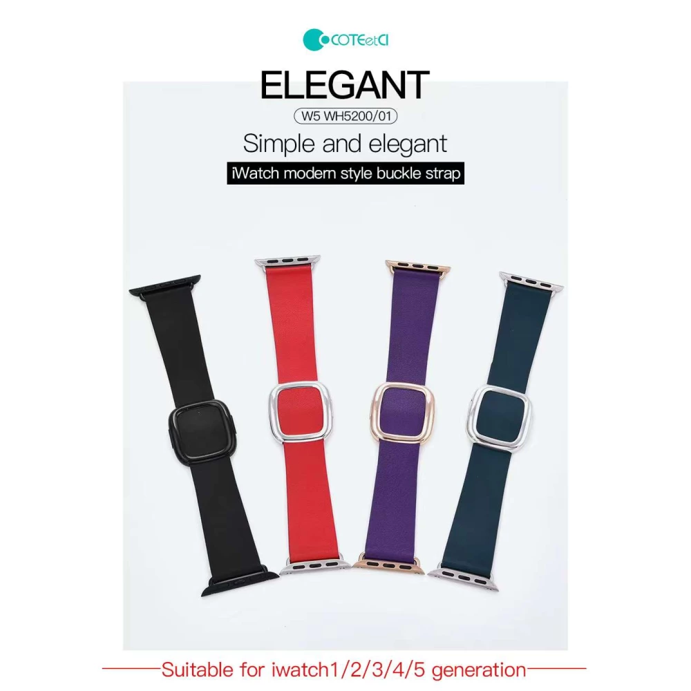 Кожена каишка за смарт часовник Apple iWatch Series 9 45мм - Nobleman Leather Magnetic buckle Strap W5