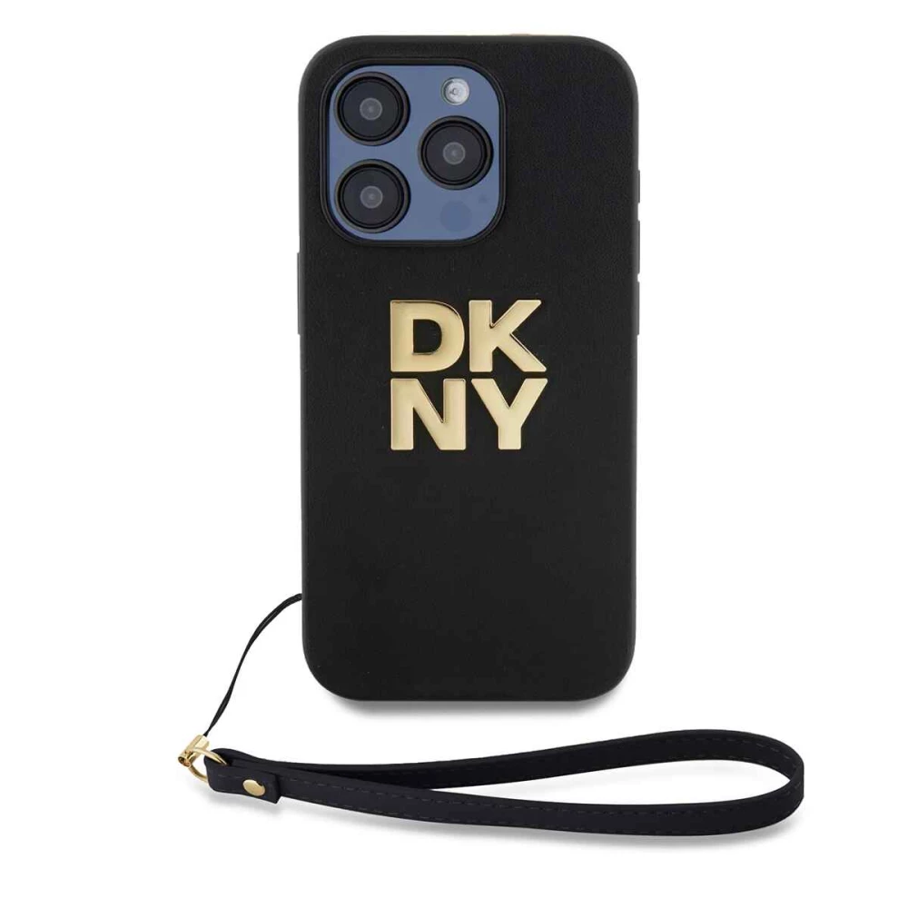 Калъф DKNY PU Leather Stack Logo Wrist Strap Beige за Apple iPhone 14 Pro - DKHCP14LPBSWSK 