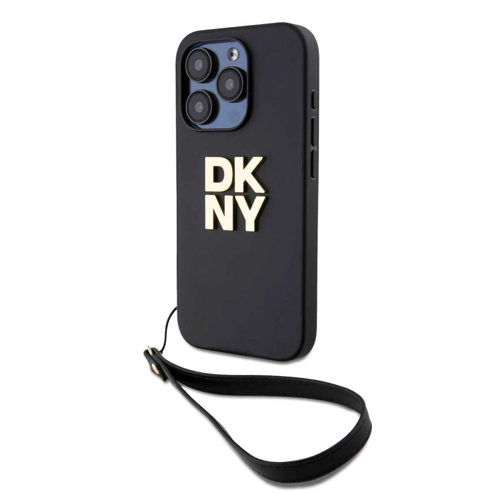 Калъф DKNY PU Leather Stack Logo Wrist Strap Beige за Apple iPhone 14 Pro - DKHCP14LPBSWSK 