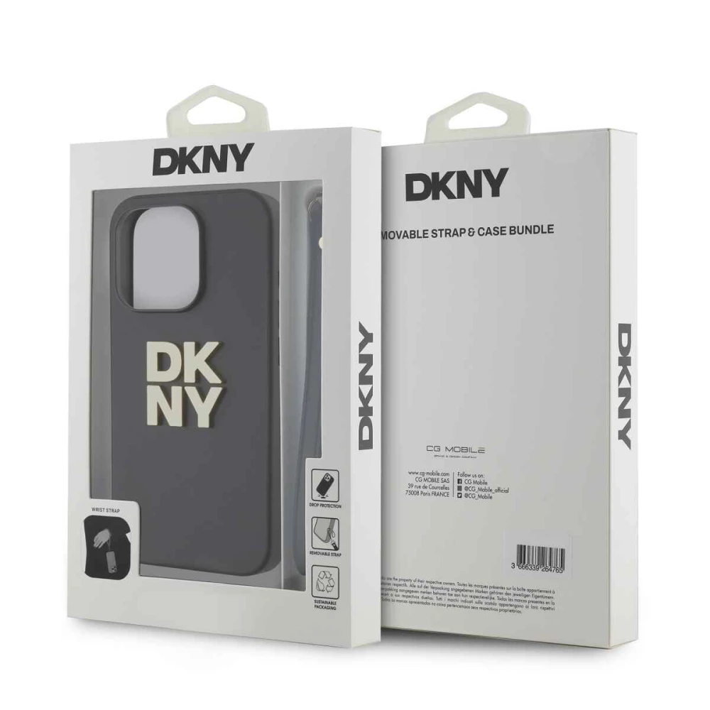 Калъф DKNY PU Leather Stack Logo Wrist Strap Beige за Apple iPhone 14 Pro - DKHCP14LPBSWSK 