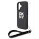 Калъф DKNY PU Leather Stack Logo Wrist Strap Black за Apple iPhone 16 - DKHCP16SPBSWSK 