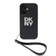 Калъф DKNY PU Leather Stack Logo Wrist Strap Black за Apple iPhone 16 - DKHCP16SPBSWSK 