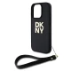 Калъф DKNY PU Leather Stack Logo Wrist Strap Black за Apple iPhone 16 Pro Max - DKHCP16XPBSWSK 