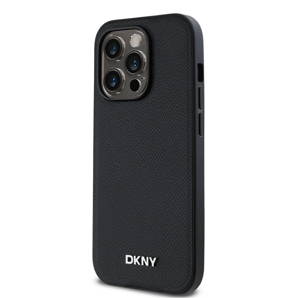 Калъф DKNY PU Leather Silver Metal Logo Magsafe DKHMP16LPGHLMK за Apple iPhone 16 Pro