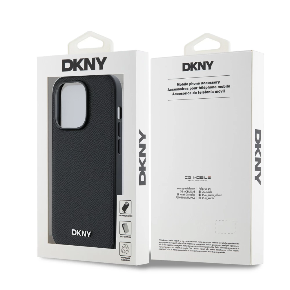 Калъф DKNY PU Leather Silver Metal Logo Magsafe DKHMP16LPGHLMK за Apple iPhone 16 Pro