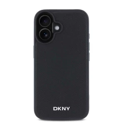 Калъф DKNY PU Leather Silver Metal Logo Magsafe DKHMP16MPGHLMK за Apple iPhone 16 Plus