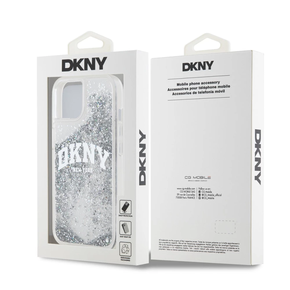 Калъф DKNY Liquid Glitter Arch Logo Transparent DKHCP14SLBNAET за Apple iPhone 14