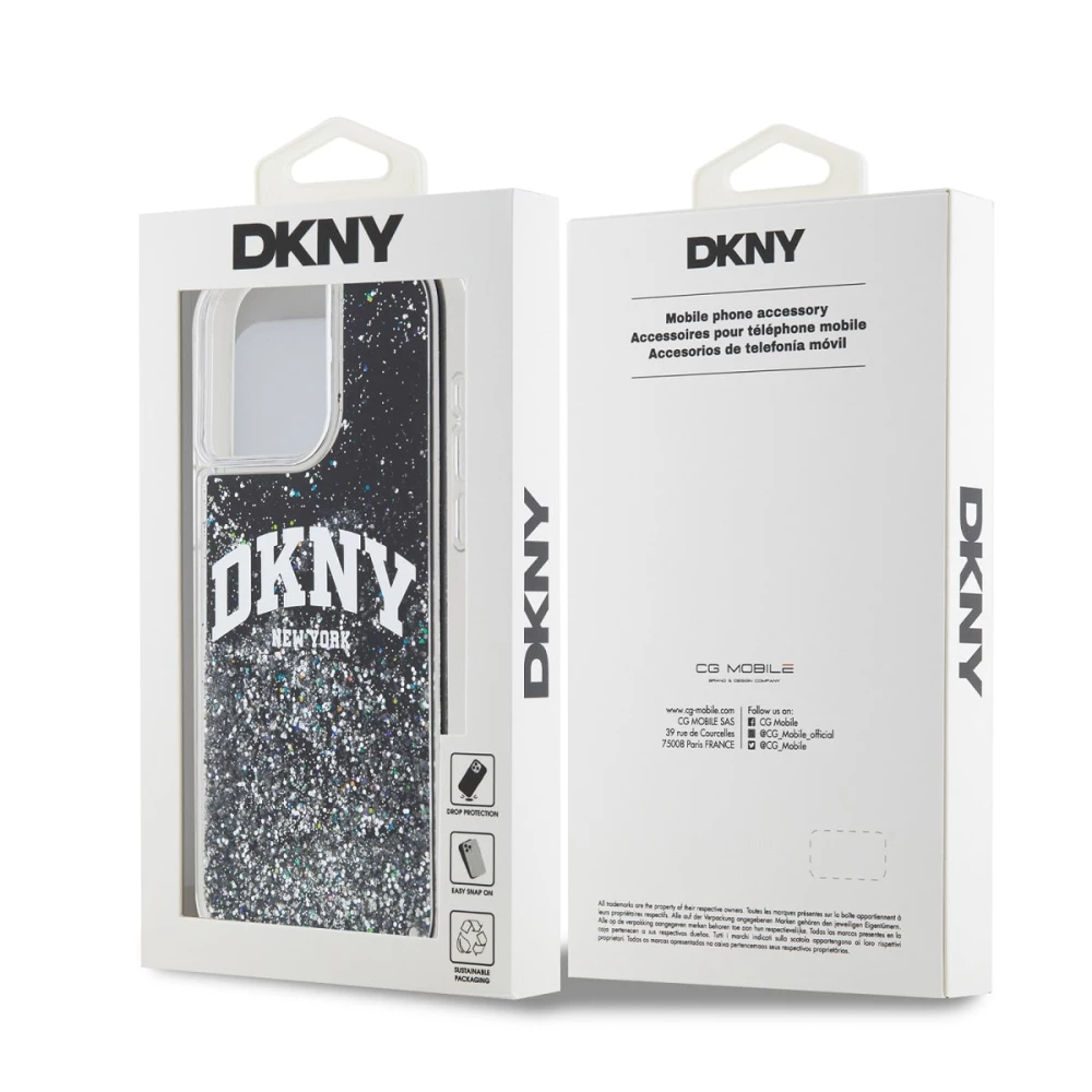 Калъф DKNY Liquid Glitter Arch Logo Black DKHCP15LLBNAEK за Apple iPhone 15 Pro