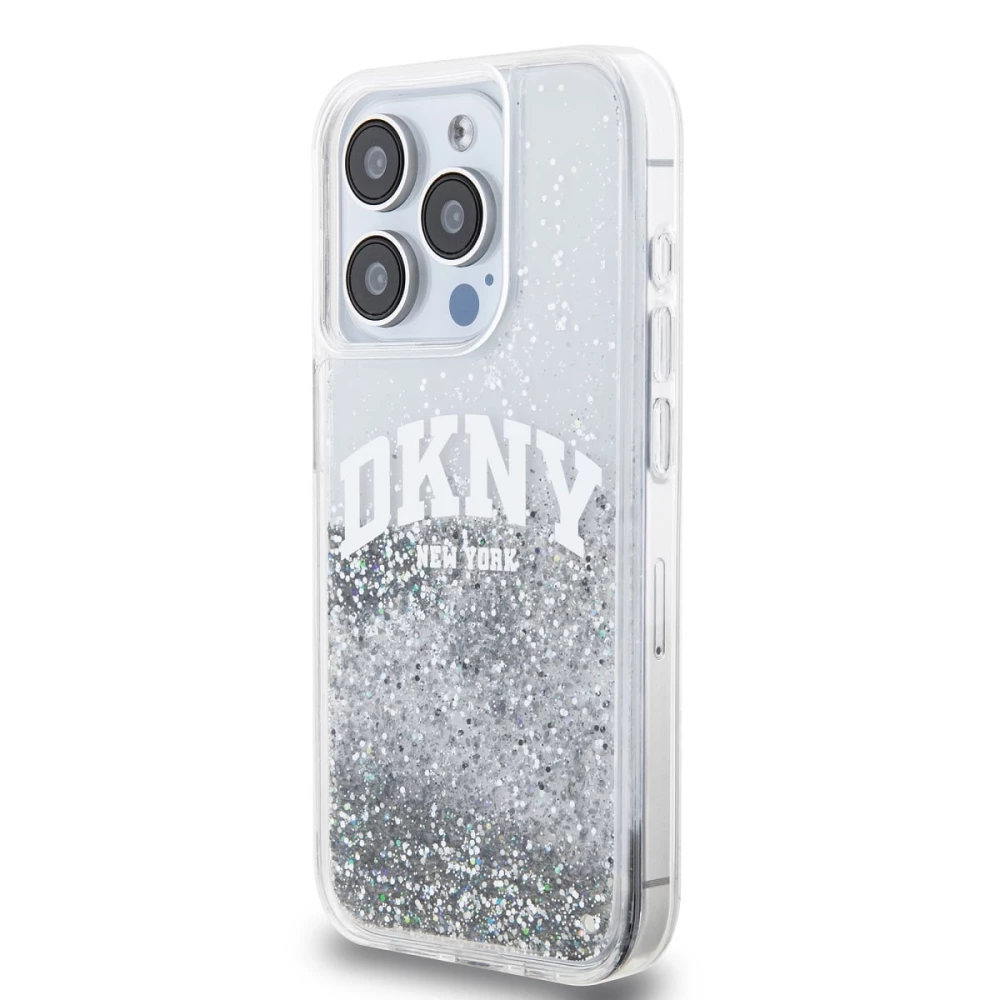Калъф DKNY Liquid Glitter Arch Logo Transparent DKHCP15LLBNAET за Apple iPhone 15 Pro