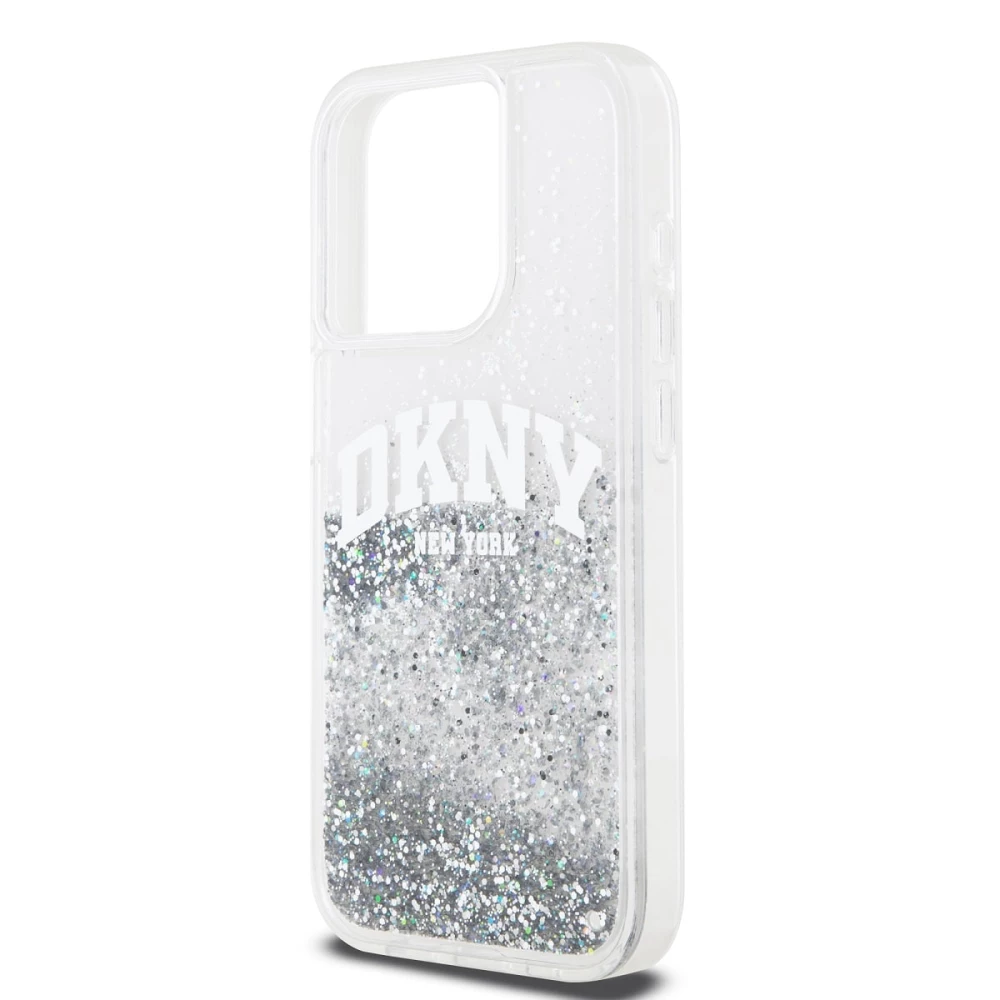 Калъф DKNY Liquid Glitter Arch Logo Transparent DKHCP15LLBNAET за Apple iPhone 15 Pro