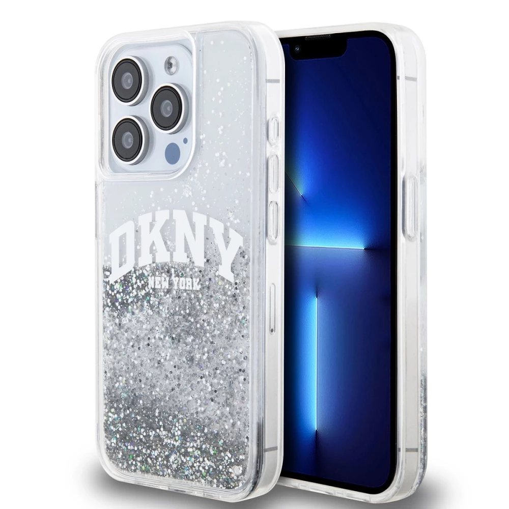 Калъф DKNY Liquid Glitter Arch Logo Transparent DKHCP15LLBNAET за Apple iPhone 15 Pro