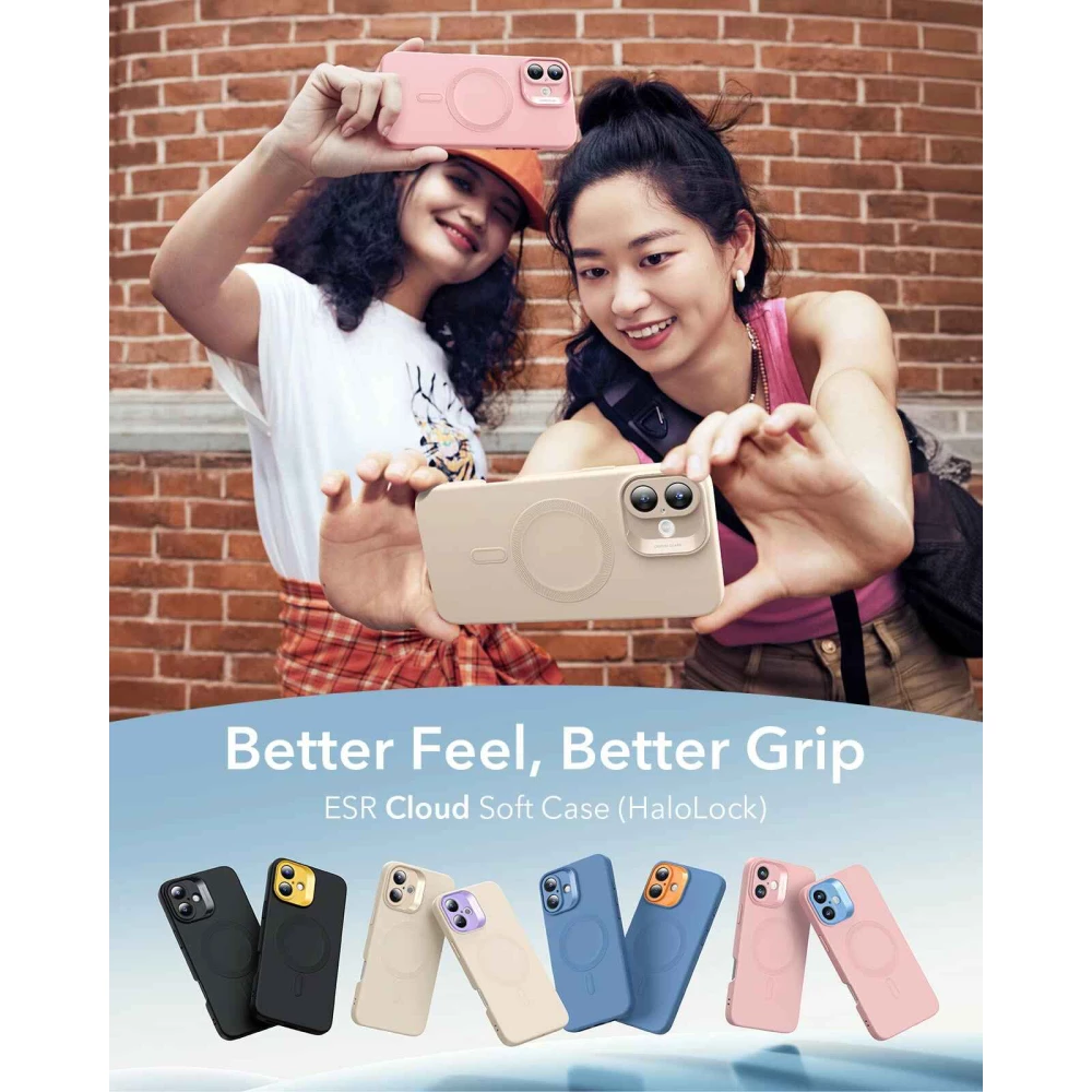 Калъф ESR Camera grids SET Cloud Soft за Apple iPhone 16 Pro Max, MagSafe, розов