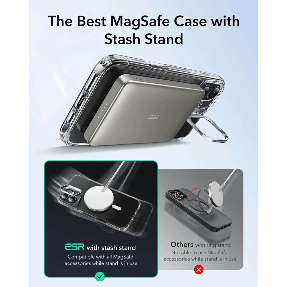 Калъф ESR Classic Hybrid със стойка за Apple iPhone 16, MagSafe