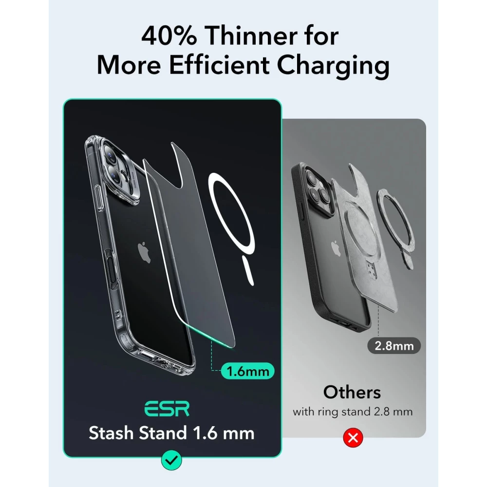 Калъф ESR Classic Hybrid със стойка за Apple iPhone 16, MagSafe