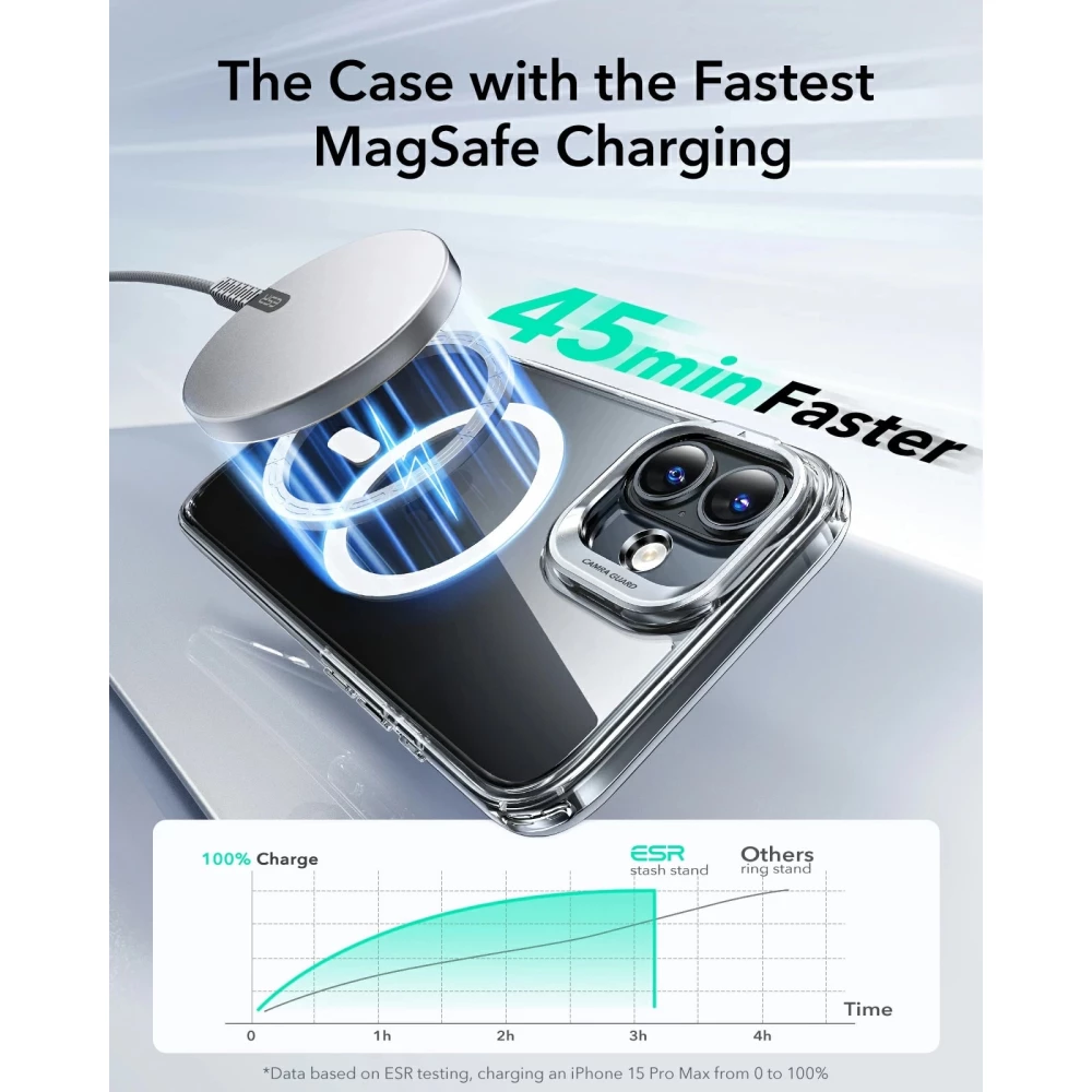 Калъф ESR Classic Hybrid със стойка за Apple iPhone 16, MagSafe