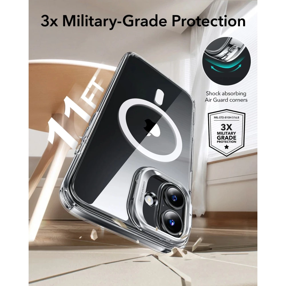Калъф ESR Classic Hybrid със стойка за Apple iPhone 16, MagSafe