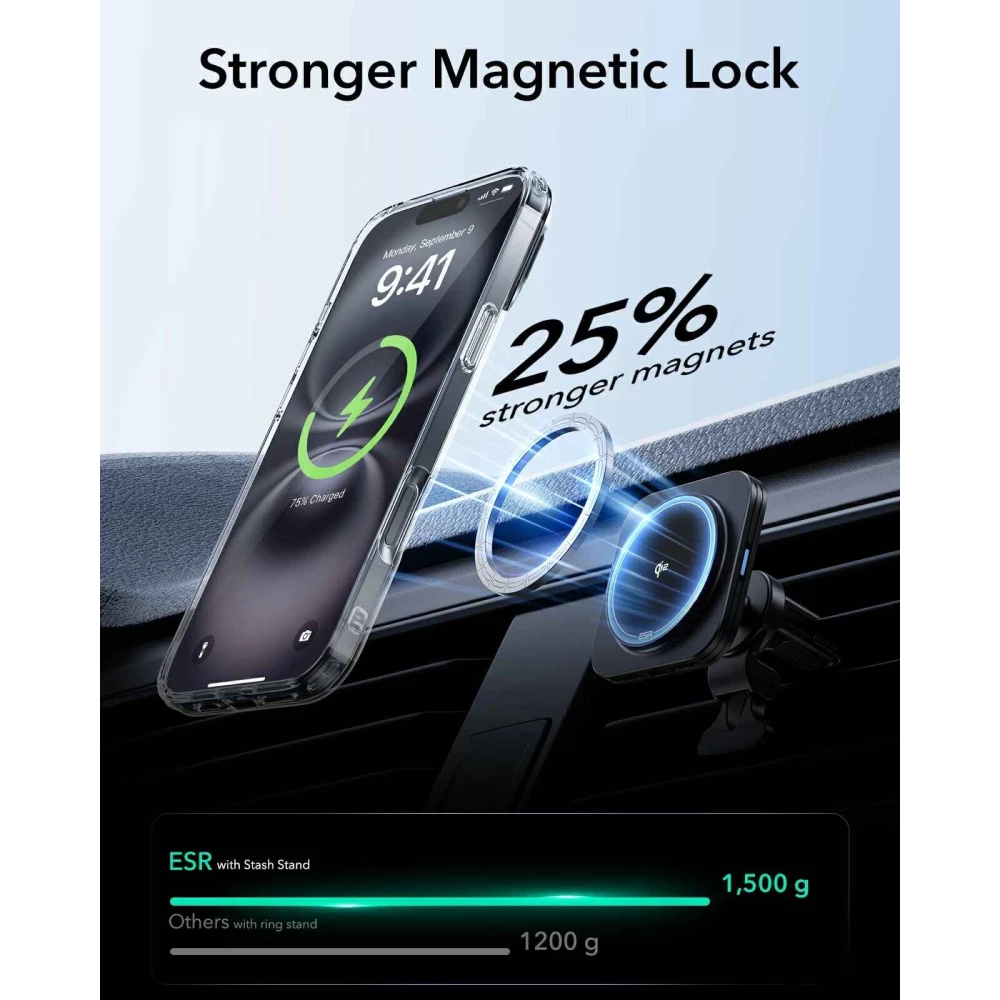 Калъф ESR Classic Hybrid със стойка за Apple iPhone 16, MagSafe