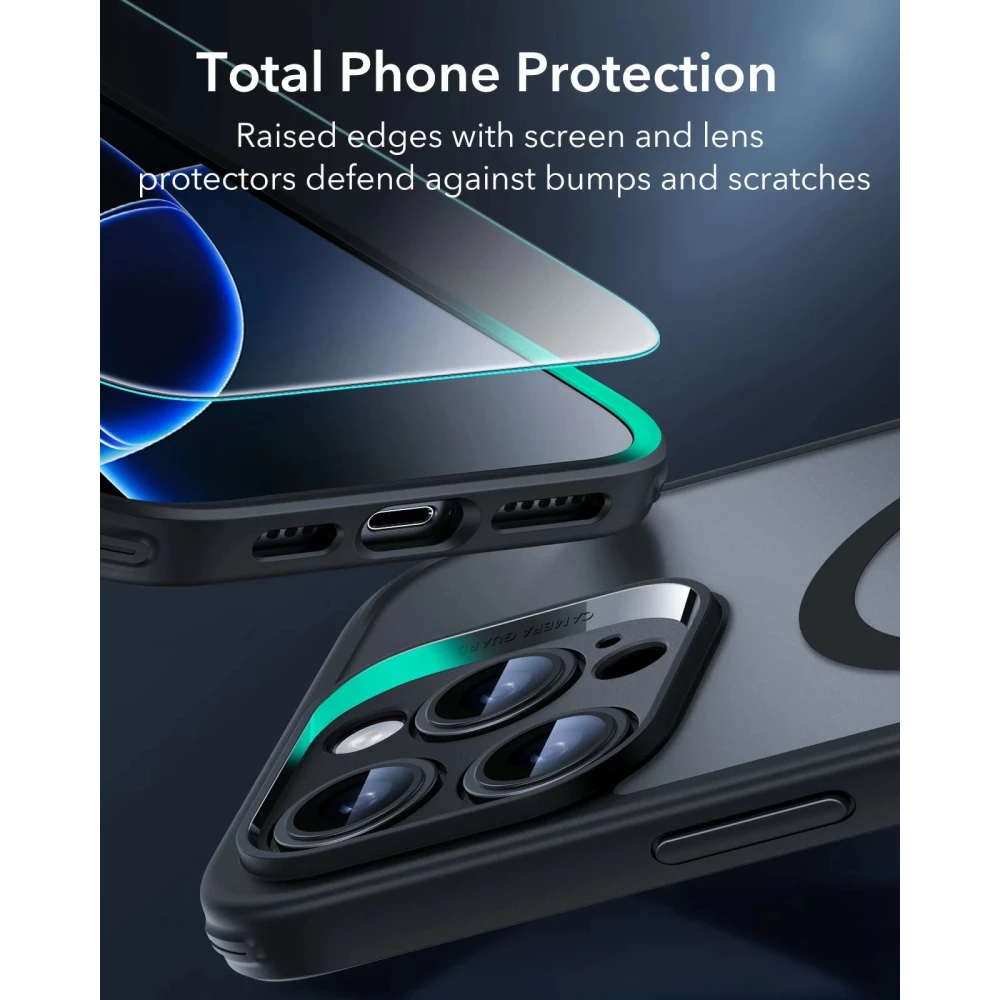 Калъф ESR + стъкло SET Classic Pro за Apple iPhone 16 Pro Max, MagSafe, сив мат