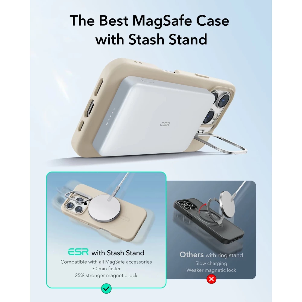 Калъф ESR Cloud Soft за Apple iPhone 16 Pro Max със стойка, MagSafe, телесен