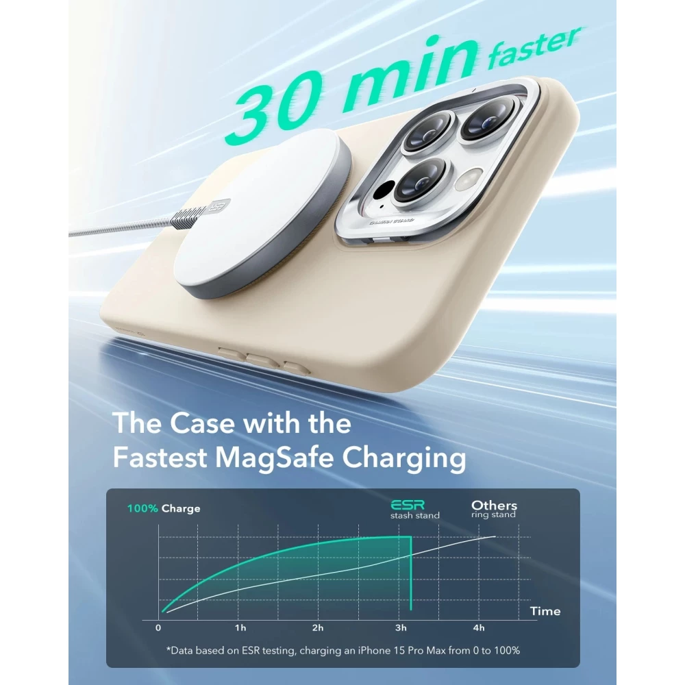 Калъф ESR Cloud Soft за Apple iPhone 16 Pro Max със стойка, MagSafe, телесен