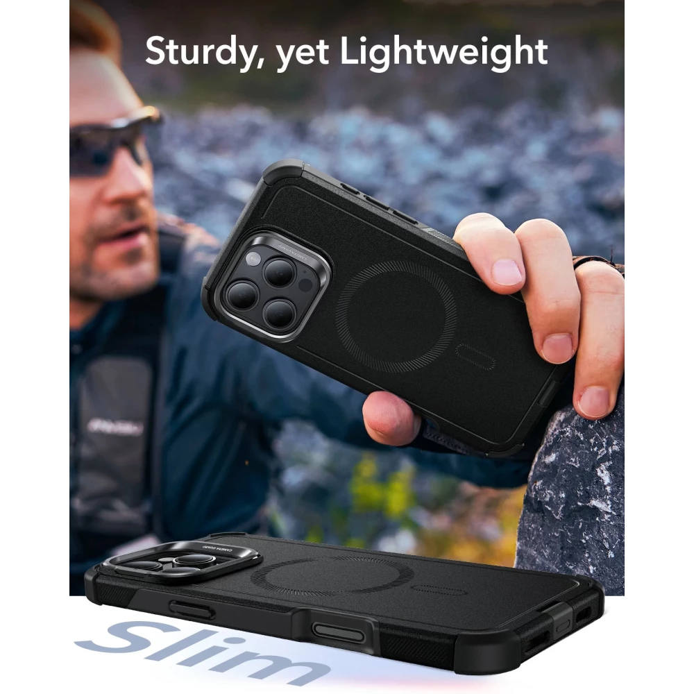 Калъф ESR Cyber Tough Armor със стойка за Apple iPhone 16, MagSafe, черен