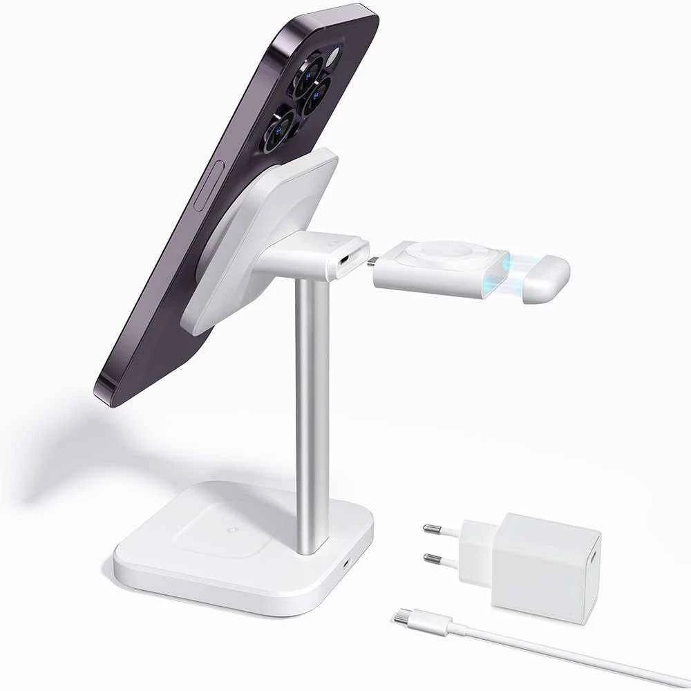 Безжична 3в1 Стойка/поставка за телефон, часовник и слушалки ESR - 2C5660304, HaloLock 15W, Qi2