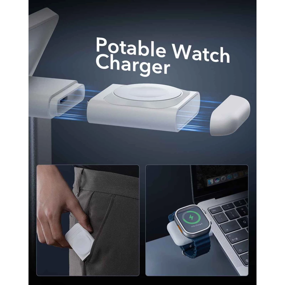 Безжична 3в1 Стойка/поставка за телефон, часовник и слушалки ESR - 2C5660304, HaloLock 15W, Qi2