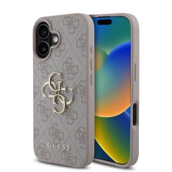 Калъф Guess GUHCP16S4GMGPI PU 4G Metal Logo Pink за Apple iPhone 16