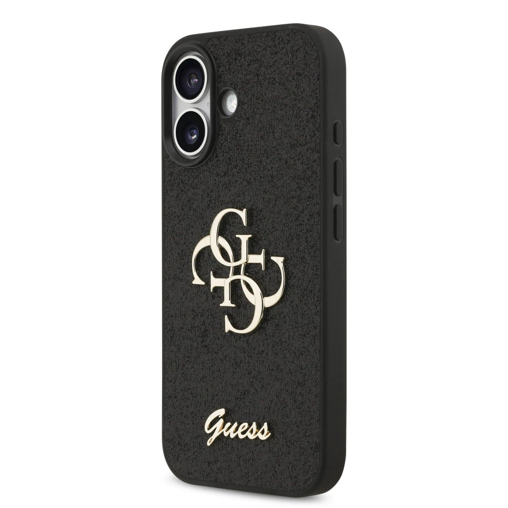 Калъф Guess PU Fixed Glitter 4G Metal Logo Black GUHCP17SHG4SGK за Apple iPhone 17