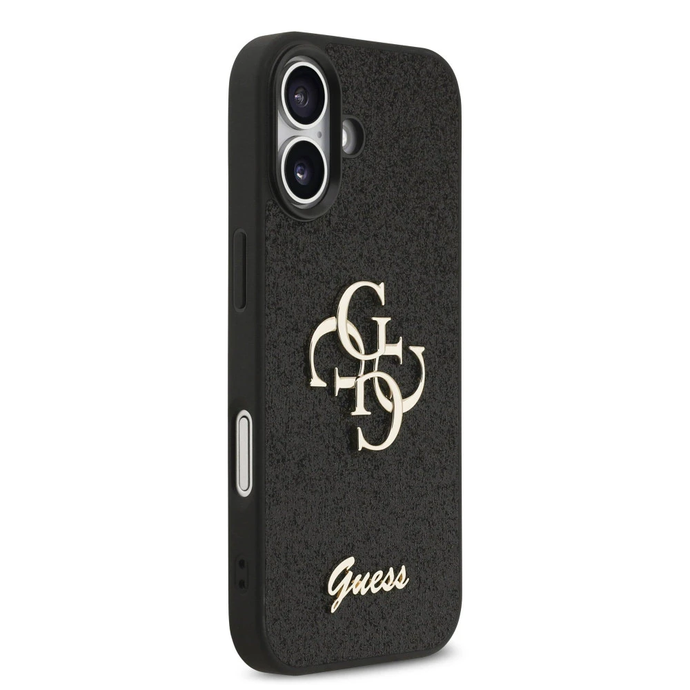 Калъф Guess PU Fixed Glitter 4G Metal Logo Black GUHCP17SHG4SGK за Apple iPhone 17