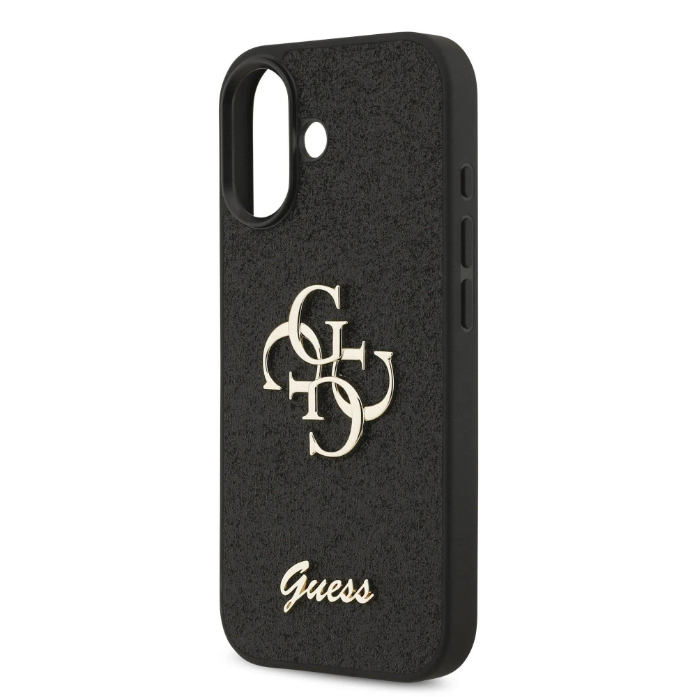 Калъф Guess PU Fixed Glitter 4G Metal Logo Black GUHCP17SHG4SGK за Apple iPhone 17