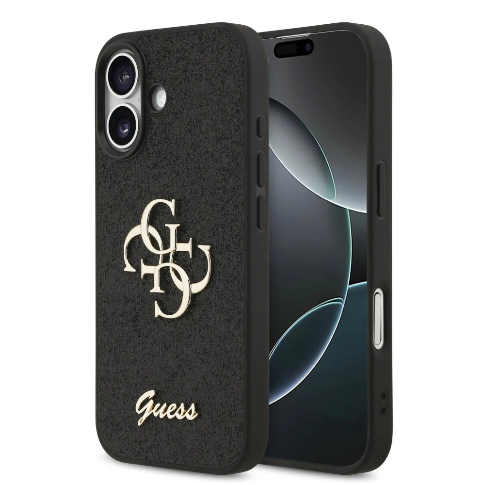 Калъф Guess PU Fixed Glitter 4G Metal Logo Black GUHCP17SHG4SGK за Apple iPhone 17