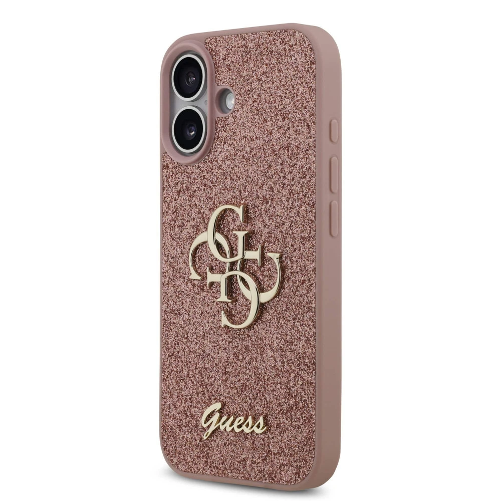 Калъф Guess PU Fixed Glitter 4G Metal Logo Pink GUHCP17SHG4SGP за Apple iPhone 17