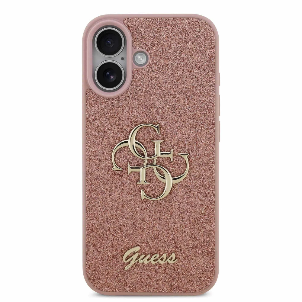 Калъф Guess PU Fixed Glitter 4G Metal Logo Pink GUHCP17SHG4SGP за Apple iPhone 17
