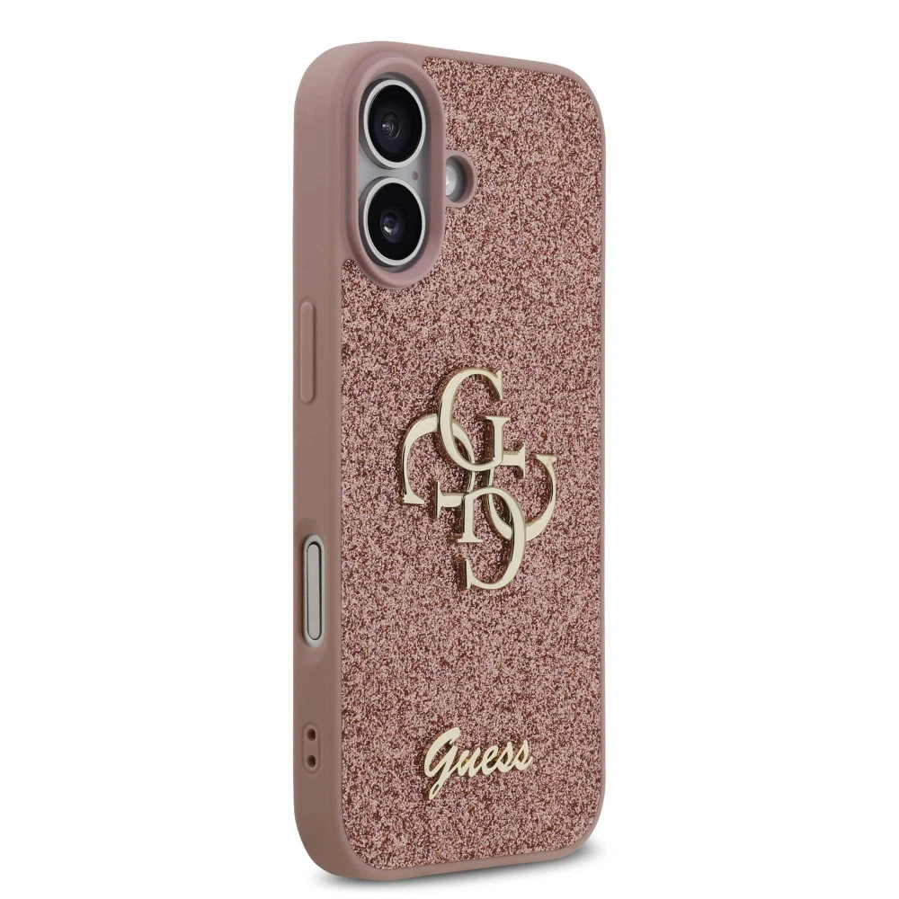 Калъф Guess PU Fixed Glitter 4G Metal Logo Pink GUHCP17SHG4SGP за Apple iPhone 17
