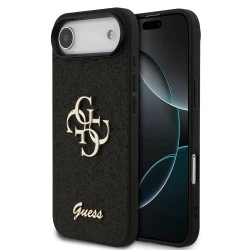 Калъф Guess PU Fixed Glitter 4G Metal Logo Black GUHCP17MHG4SGK за Apple iPhone 17 Air