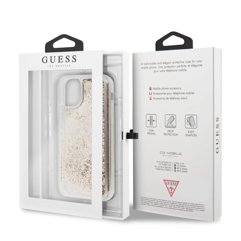 Калъф GUESS Glitter Hearts Gold GUHCN61GLHFLGO за Apple iPhone 11
