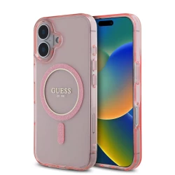 Калъф Guess IML Glitter Ring MagSafe Pink GUHMP16SHFGEREP за Apple iPhone 16