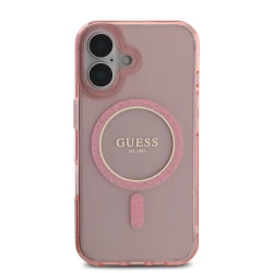 Калъф Guess IML Glitter Ring MagSafe Pink GUHMP16SHFGEREP за Apple iPhone 16