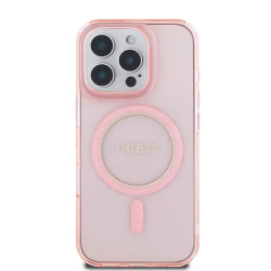 Калъф Guess IML Glitter Ring MagSafe Pink GUHMP16SLHFGEREP за Apple iPhone 16 Pro