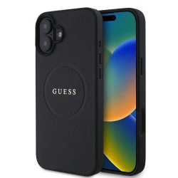 Калъф Guess PU Grained Classic Logo MagSafe Black GUHMP16MPGHSMMK за Apple iPhone 16 Plus