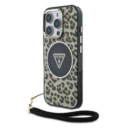 Калъф Guess IML Leopard Triangle Logo Strap MagSafe GUHMP16XHLORSSW за Apple iPhone 16 Pro Max