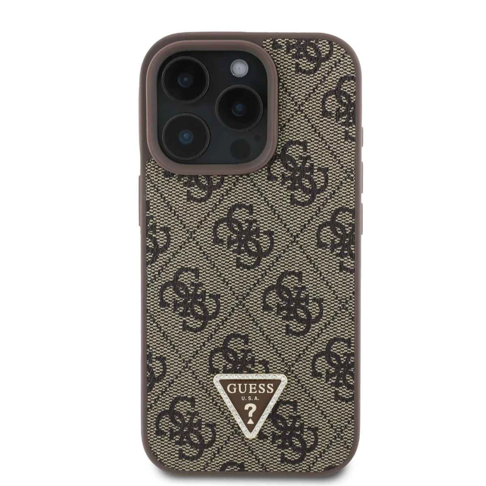 Калъф Guess 4G Strass Triangle Metal Logo GUHCP16XP4TDPW за Apple iPhone 16 Pro Max