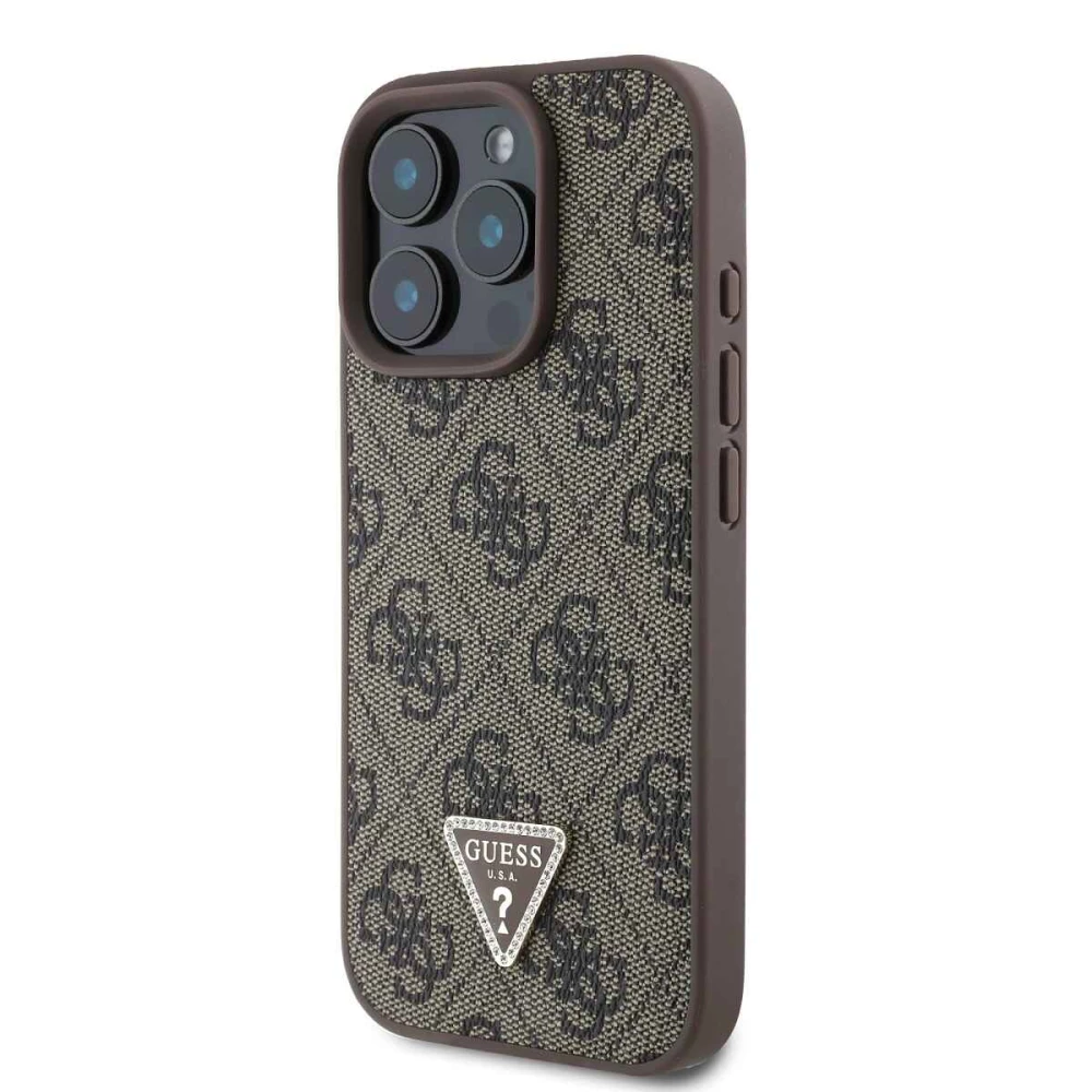 Калъф Guess 4G Strass Triangle Metal Logo GUHCP16XP4TDPW за Apple iPhone 16 Pro Max