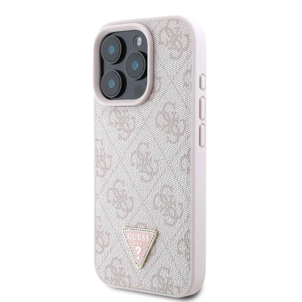 Калъф Guess 4G Strass Triangle Metal Logo GUHCP16LP4TDPP за Apple iPhone 16 Pro