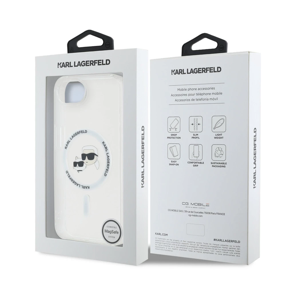Калъф Karl Lagerfeld IML K/C Heads Metal Frame MagSafe KLHMPSE4HLSKCH за Apple iPhone 16e