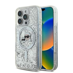 Калъф Karl Lagerfeld - Liquid Glitter Karl and Choupette Heads MagSafe KLHMP16LLGKCSGH за Apple iPhone 16 Pro