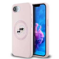 Калъф Karl Lagerfeld Liquid Silicone K/CH Heads MagSafe Black KLHMPSE4SKCHTCP за Apple iPhone 16e